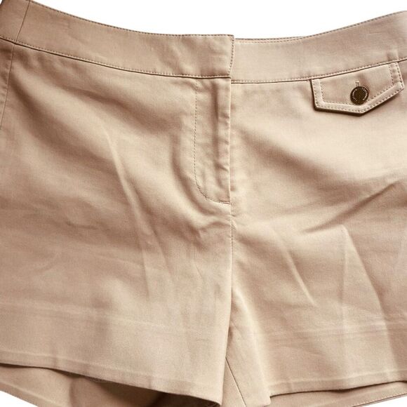 Tory Burch Khaki Flat Front Shorts - Picture 2 of 9